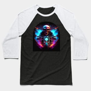 Seraphic Skeletal Ghost Motorbike Baseball T-Shirt